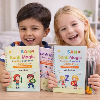 Sank Magic Practice Copybook (4 BOOKS,1 PEN,1 GRIP,10 REFILL)